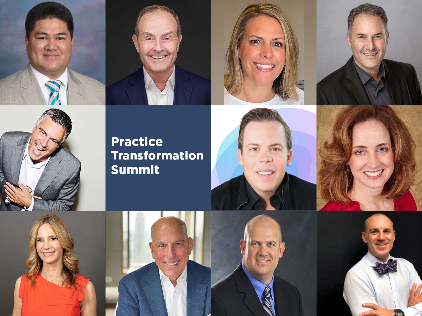 Collage of headshots of presenters for practice transformation summit