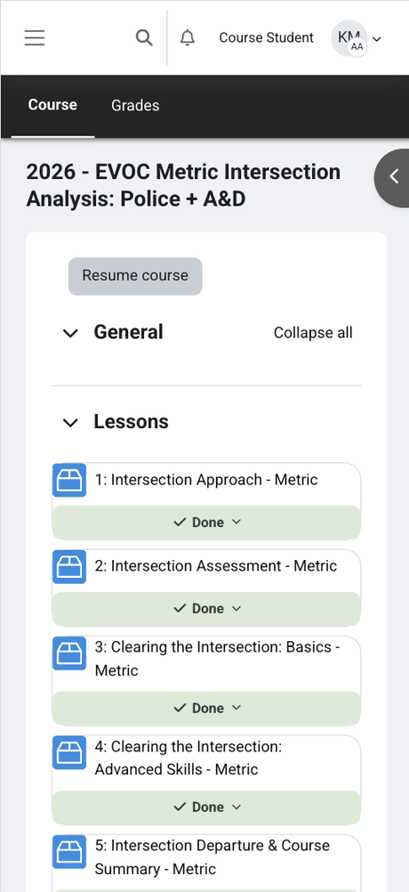 Mobile view of the same On Q Safety emergency vehicle operations course.