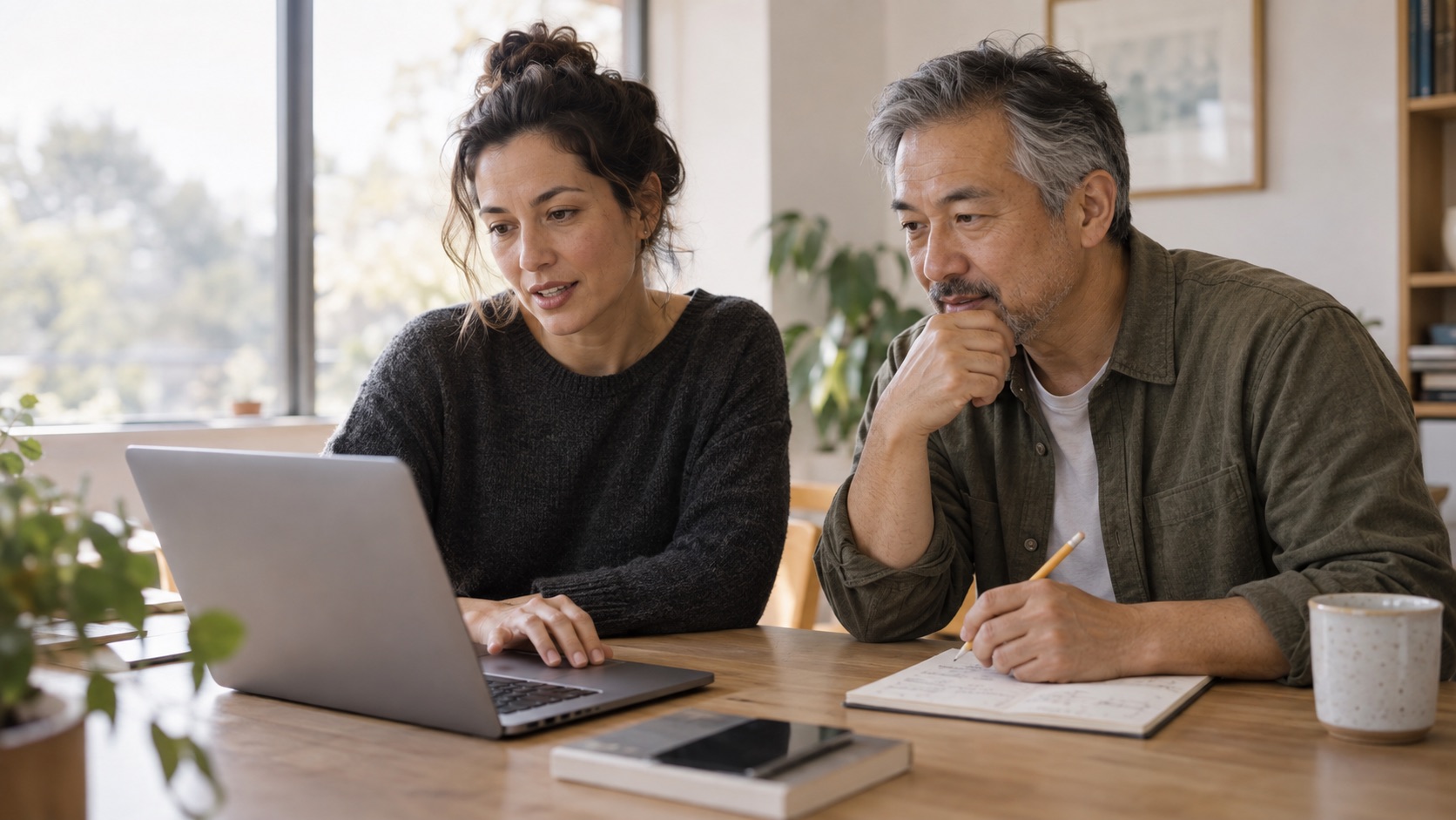 Two colleagues working together at a laptop.